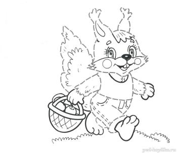 Белка с корзиной