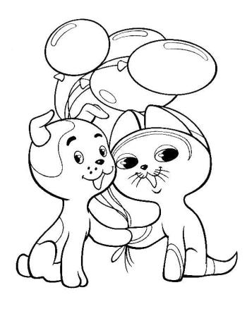 Кошка и собака с шарами