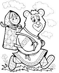 Раскраска Маша и медведь