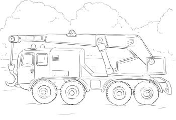 Автокран в лесу