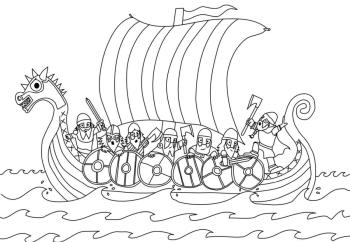 Викинги на корабле