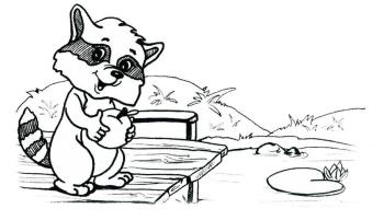 Енот с яблоком